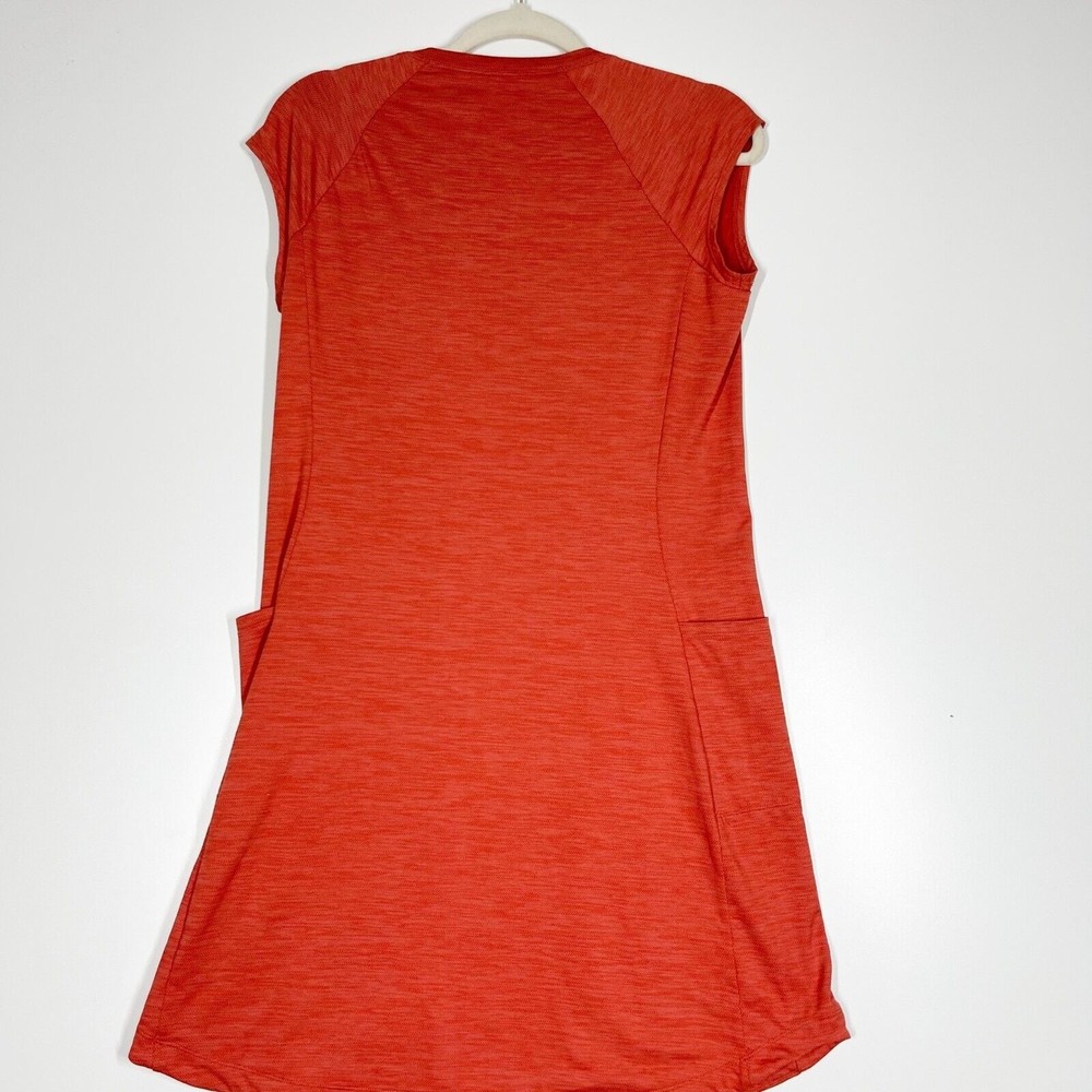 Toad & Co Tech Tomboy Cap Sleeve Dress Women’s Orange Side Pockets V-Neck Medium - Picture 2 of 7